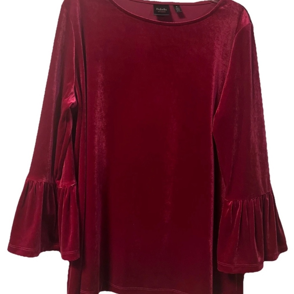 Rafaella ~ Women’s ~ Top ~ Medium ~ Blouse ~ Red ~ Velvet ~ Christmas Blouse